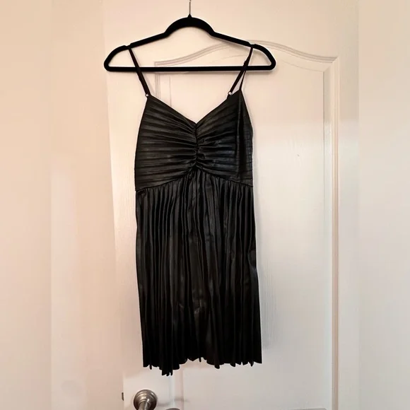 Express Black Pleated Mini Dress - Picture 2 of 5